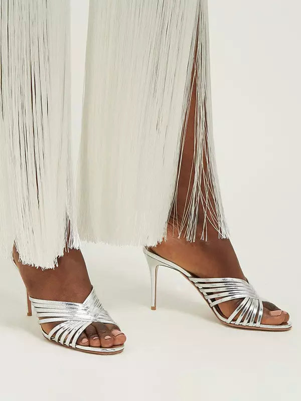 Elegant Mules Open Toe Strappy Stiletto High Heel