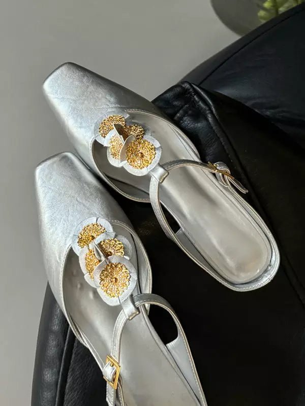 Elegant Mules Square Toe Designed Backless Slip On Flat Sandals