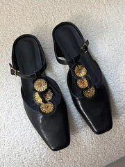 Elegant Mules Square Toe Designed Backless Slip On Flat Sandals