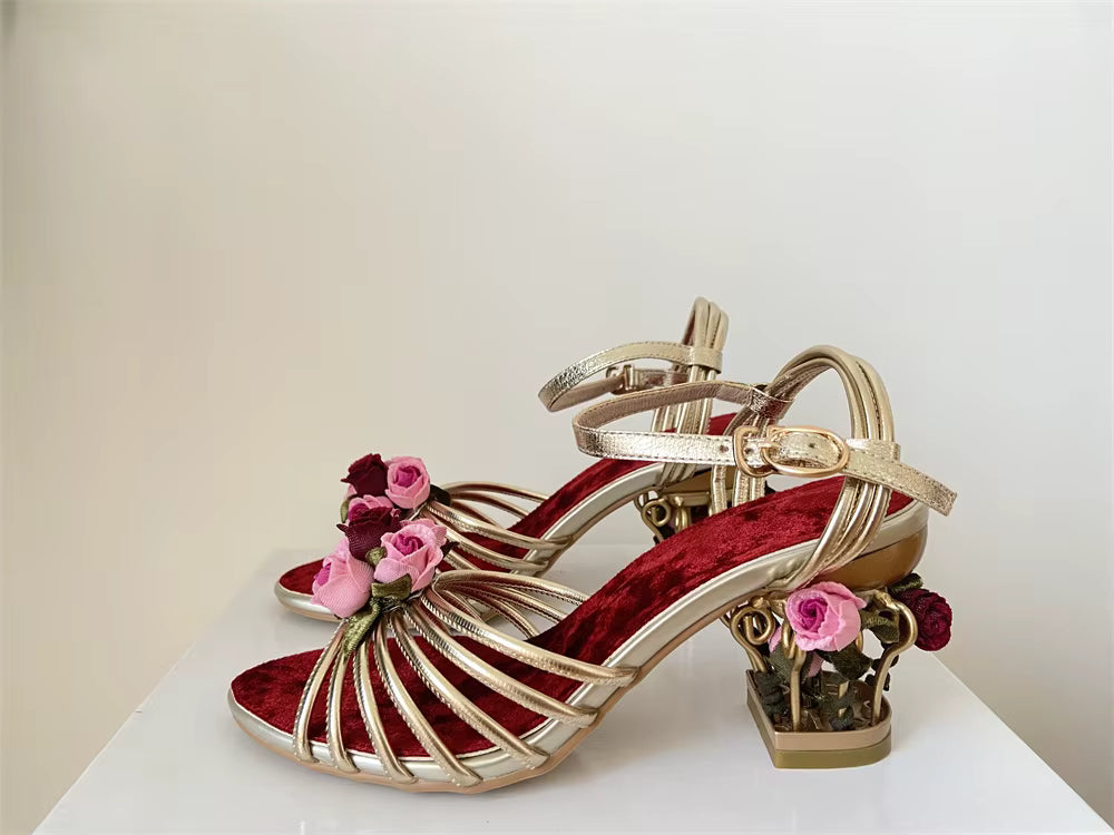 Elegant Narrow Strap Flower Decor Prom Party Pumps High Heels