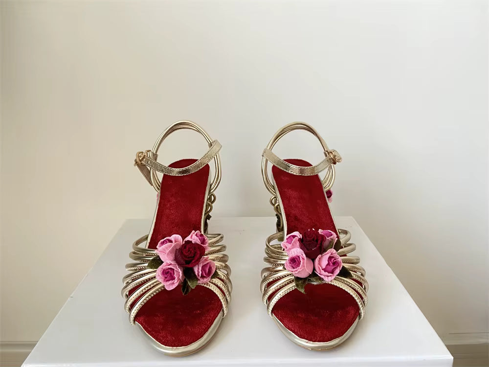 Elegant Narrow Strap Flower Decor Prom Party Pumps High Heels