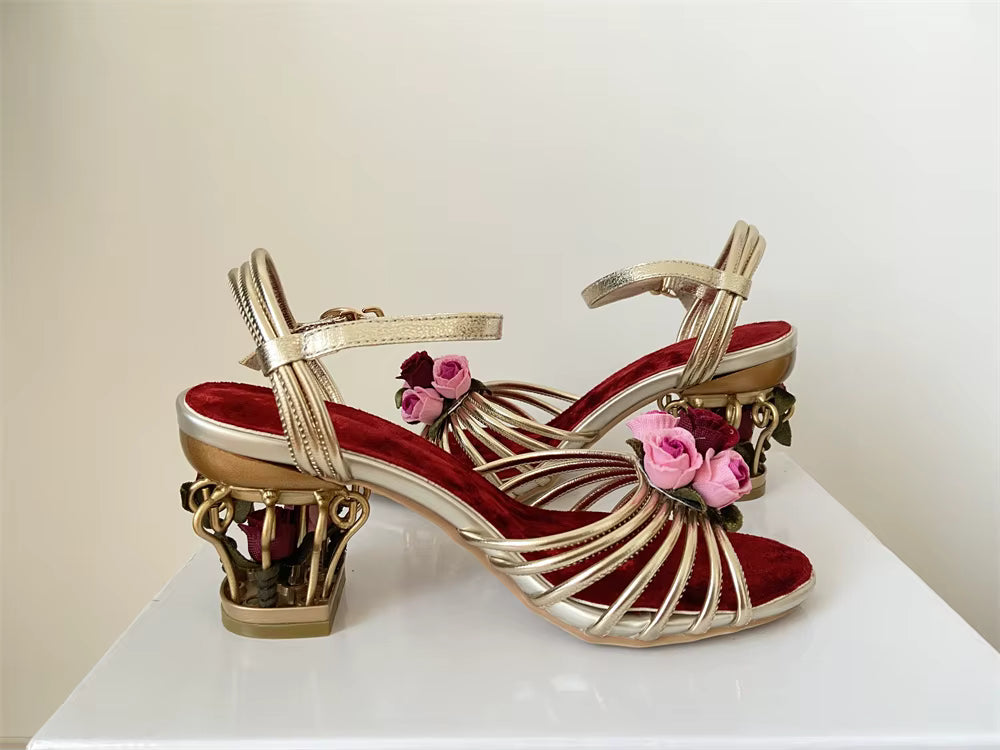 Elegant Narrow Strap Flower Decor Prom Party Pumps High Heels