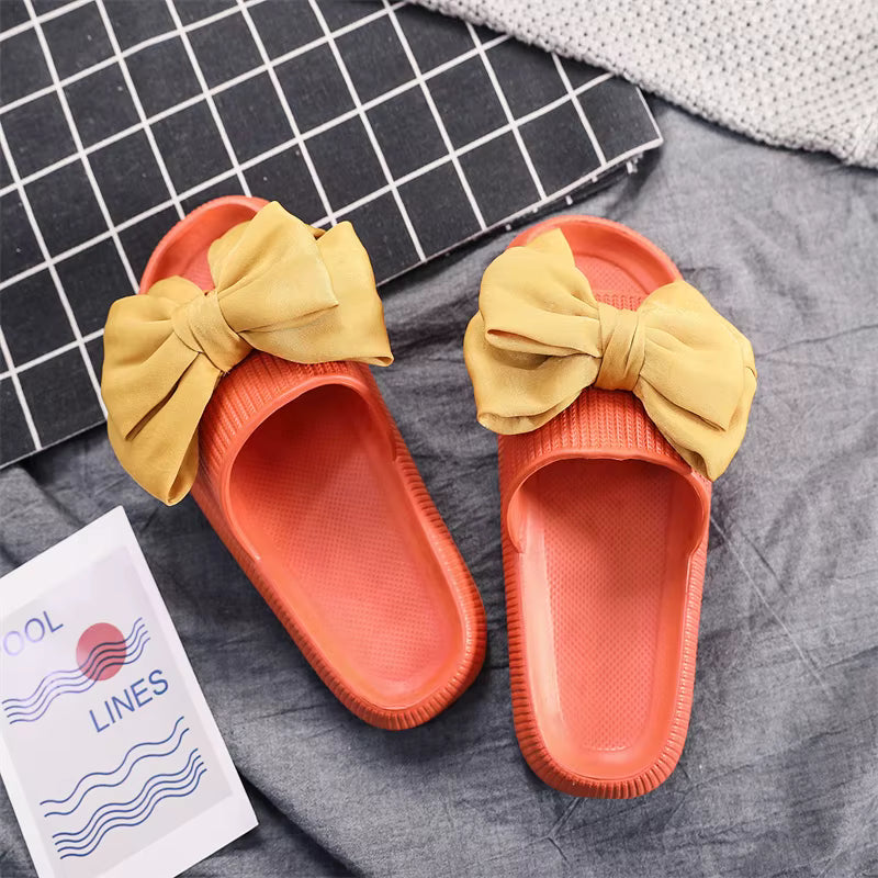 Elegant Non-Slip Thick Soft Sole Eva Handmade Bow Tie Slippers