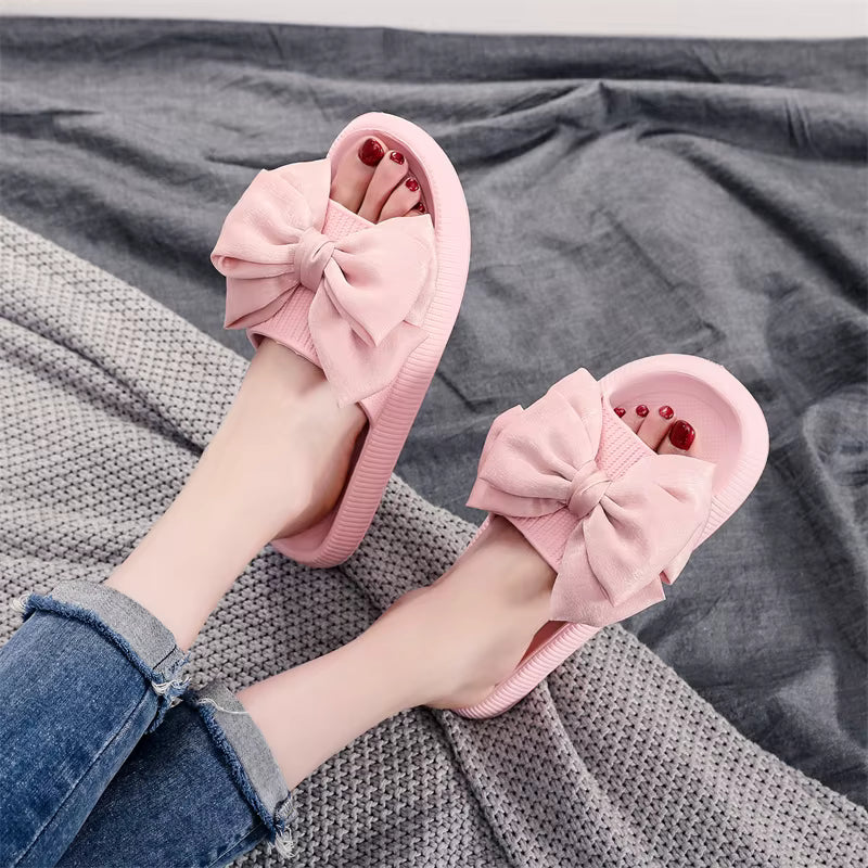 Elegant Non-Slip Thick Soft Sole Eva Handmade Bow Tie Slippers