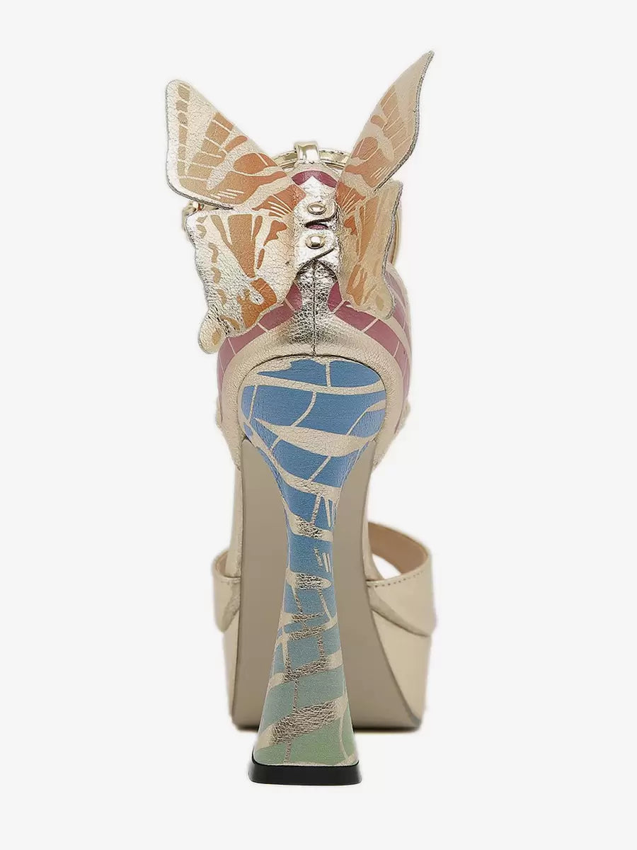 Elegant PU Leather Open Toe Prism Heels