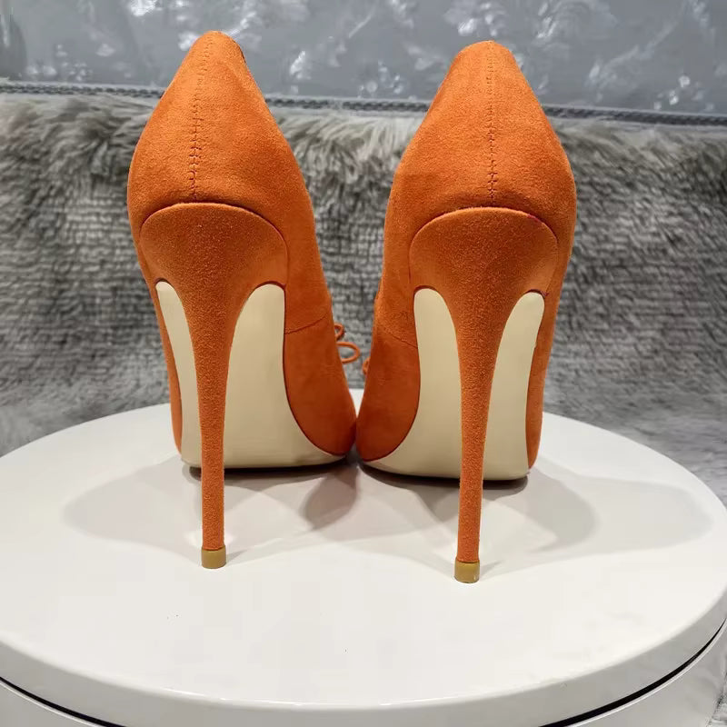 Elegant Patchwork Flock Pointy Toe Stiletto Pumps High Heel Shoes
