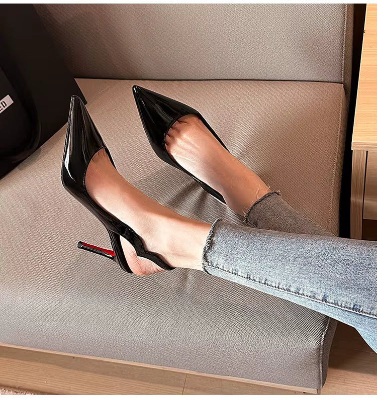 Elegant Patent Leather Classic Pointed Toe Thin High Heels