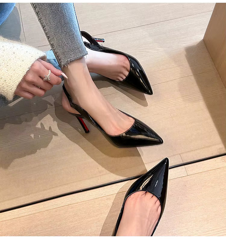Elegant Patent Leather Classic Pointed Toe Thin High Heels