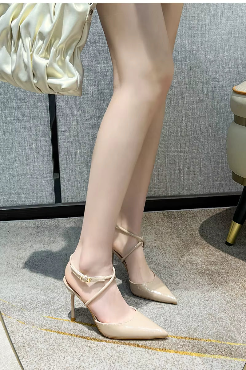 Elegant Patent Leather Pointed Toe Thin High Heels