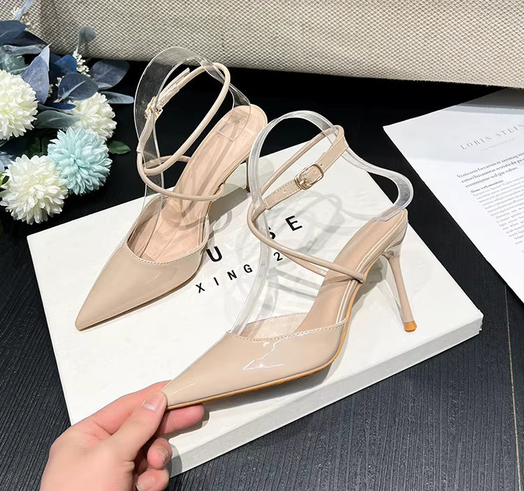 Elegant Patent Leather Pointed Toe Thin High Heels