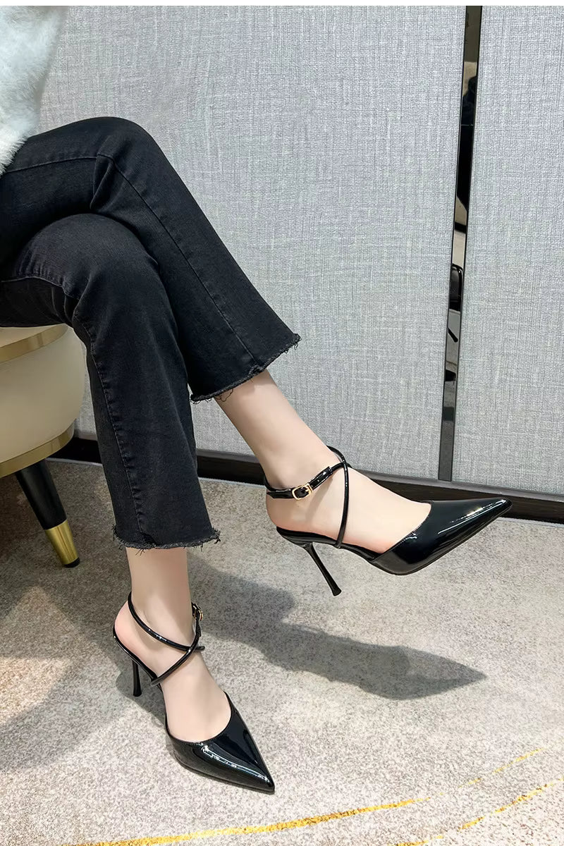 Elegant Patent Leather Pointed Toe Thin High Heels