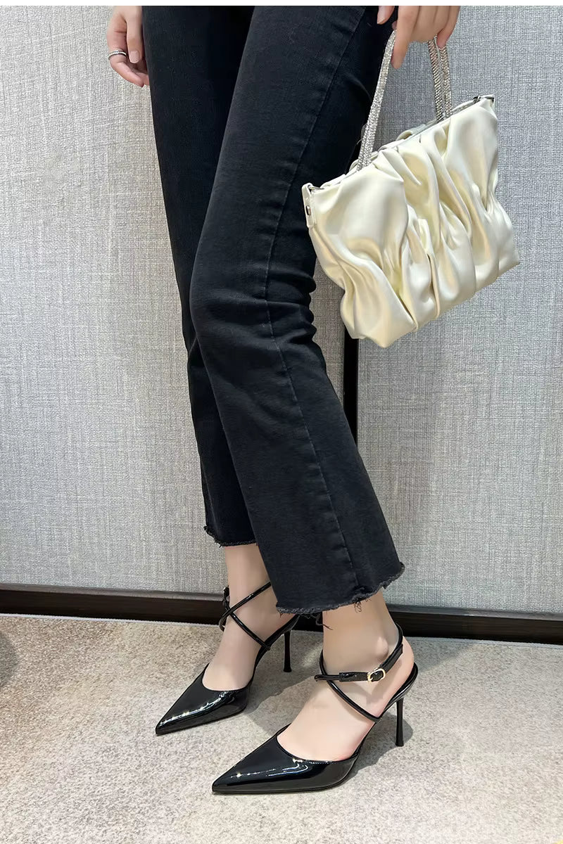 Elegant Patent Leather Pointed Toe Thin High Heels