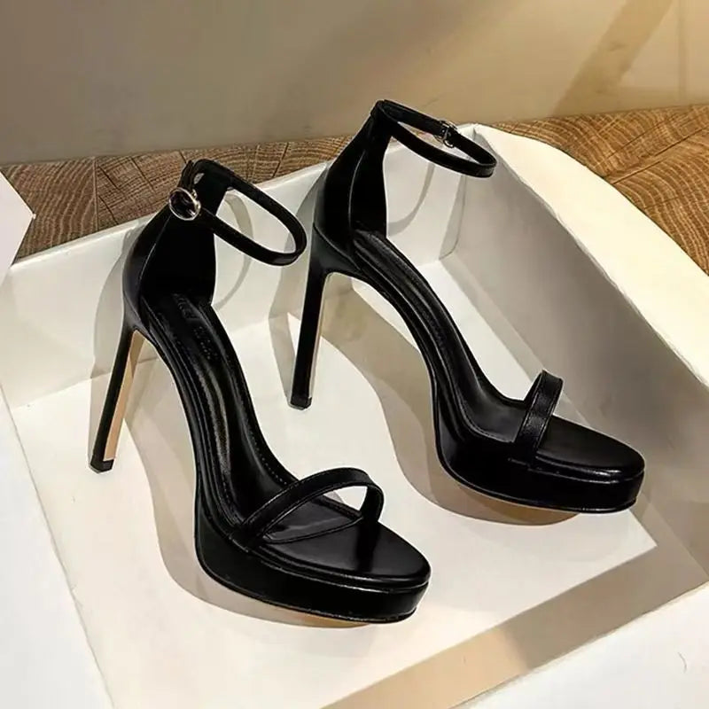 Elegant Platform Waterproof Stiletto Open-Toe Ultra-High Heels Pumps