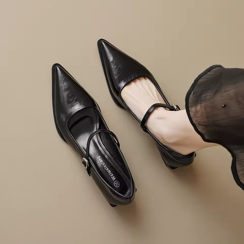 Elegant Pointed Club Party Bonded Leather Shallow High Heels Sandals