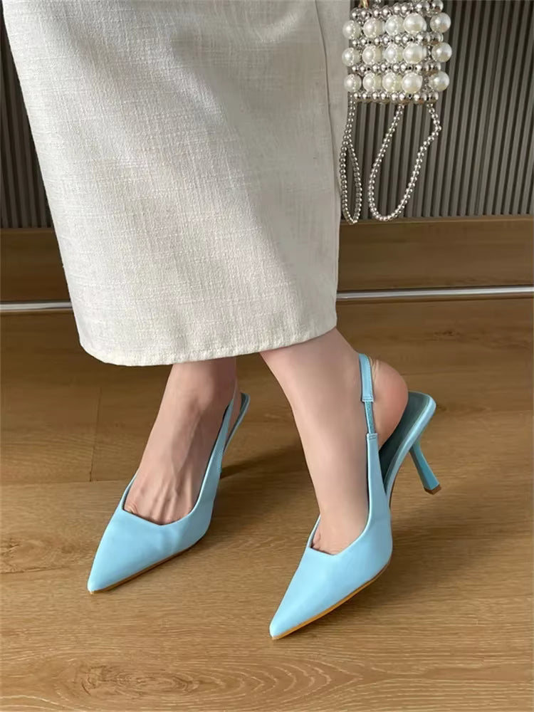 Elegant Pointed Stripper Prom Mule Shoes Sandals
