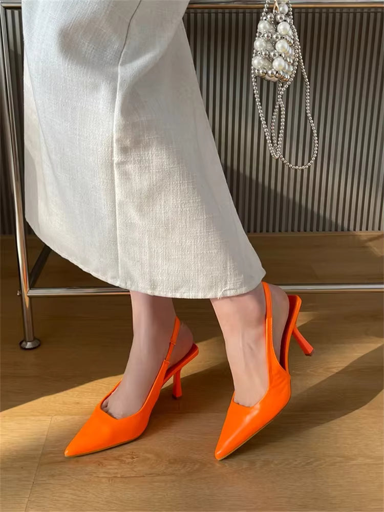 Elegant Pointed Stripper Prom Mule Shoes Sandals