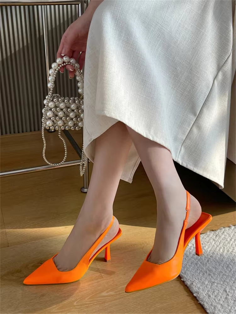 Elegant Pointed Stripper Prom Mule Shoes Sandals