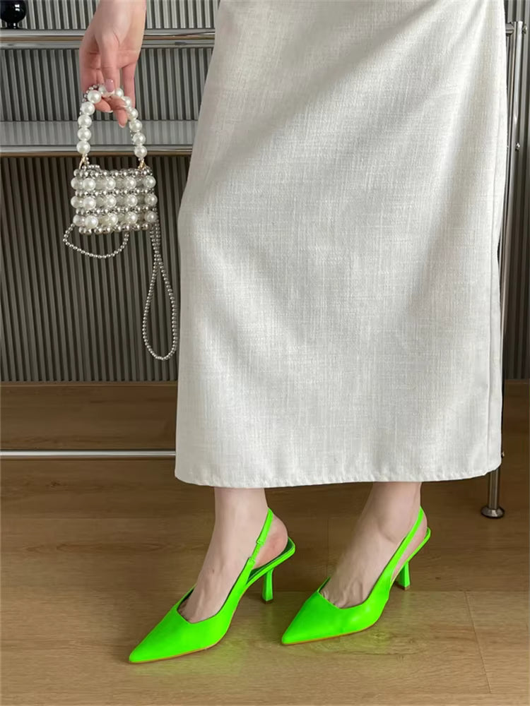 Elegant Pointed Stripper Prom Mule Shoes Sandals