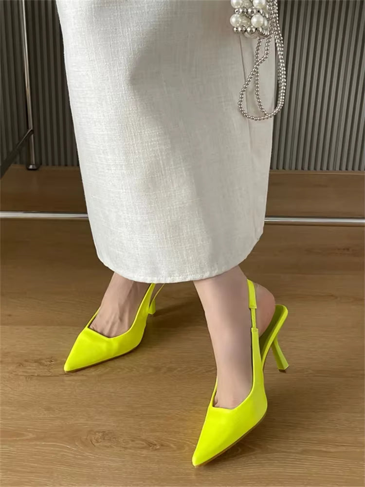 Elegant Pointed Stripper Prom Mule Shoes Sandals