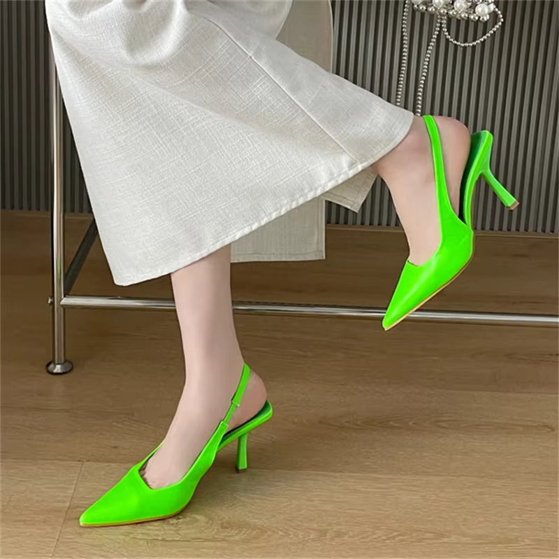 Elegant Pointed Stripper Prom Mule Shoes Sandals