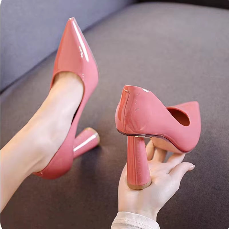 Elegant Pointed Toe Banquet Wedding Round High Heels