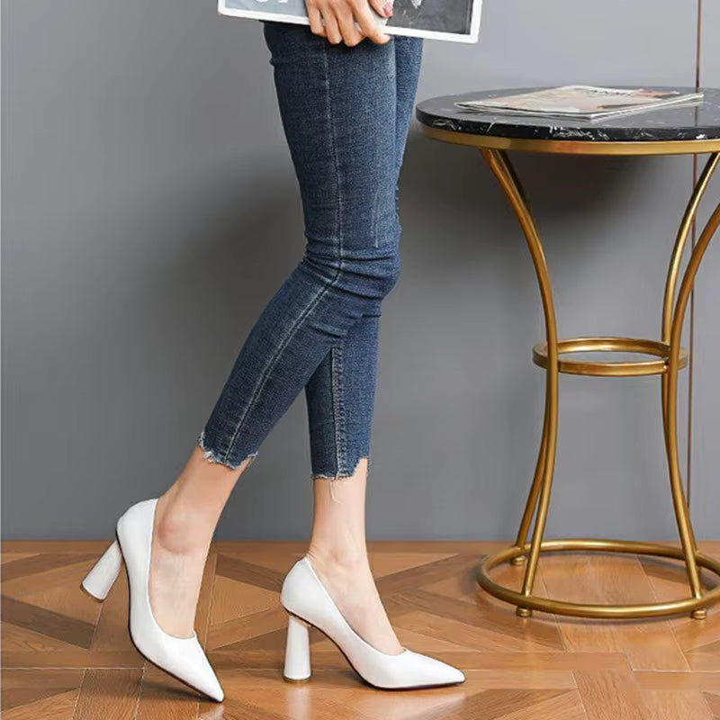 Elegant Pointed Toe Banquet Wedding Round High Heels