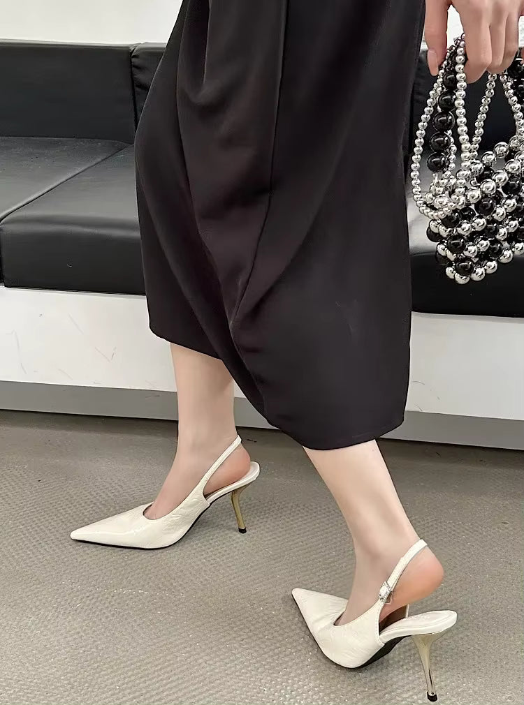 Elegant Pointed Toe Belt Buckle Street Thin Low Heels