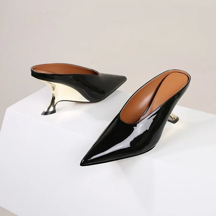 Elegant Pointed Toe Designer Shallow Wedges High Heels Sandals