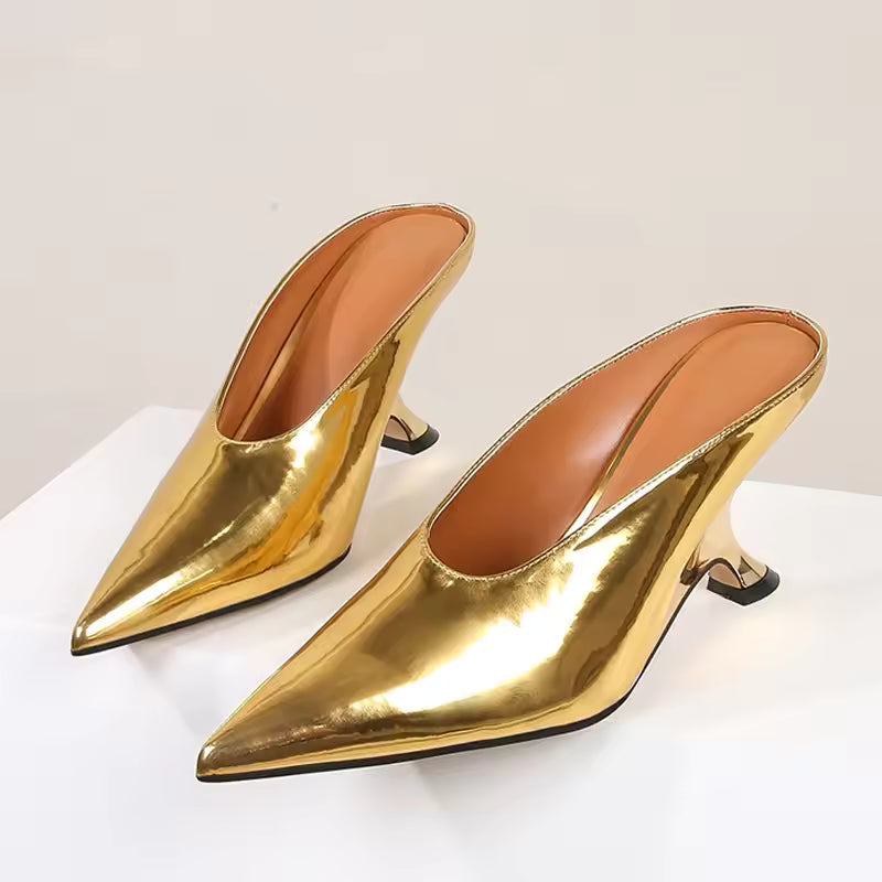 Elegant Pointed Toe Designer Shallow Wedges High Heels Sandals