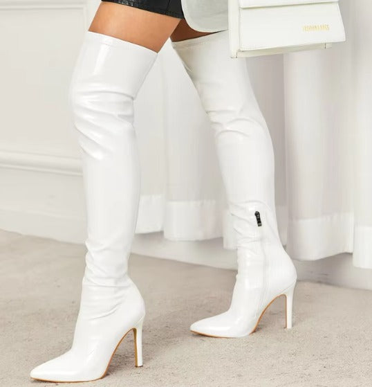 Elegant Pointed Toe High Heels Over-the-Knee Boots