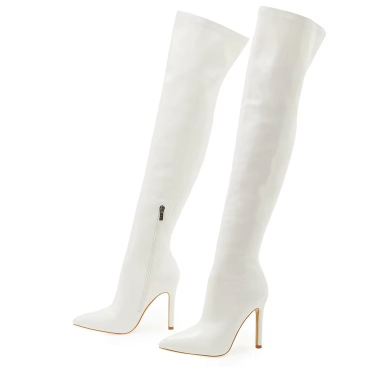 Elegant Pointed Toe High Heels Over-the-Knee Boots