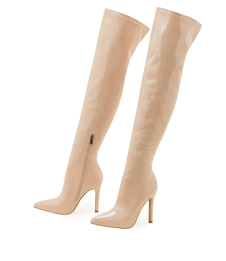 Elegant Pointed Toe High Heels Over-the-Knee Boots
