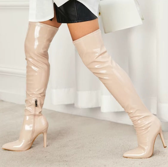 Elegant Pointed Toe High Heels Over-the-Knee Boots