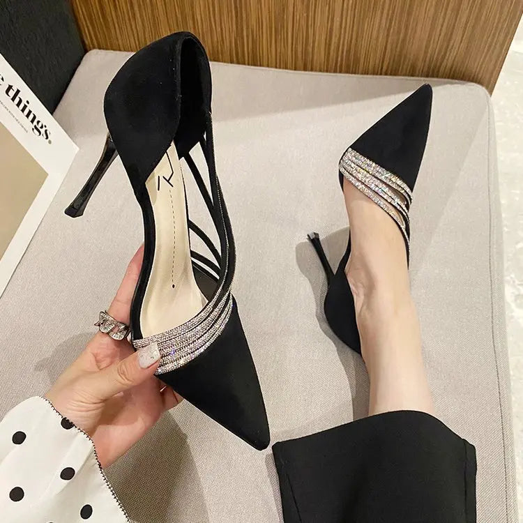 Elegant Shallow Pointed Toe Strappy Evening Party Slip-On High Heels