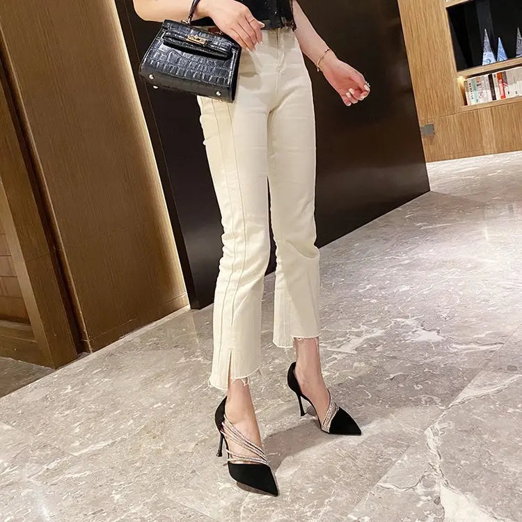 Elegant Shallow Pointed Toe Strappy Evening Party Slip-On High Heels
