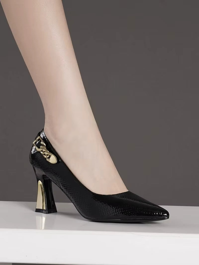 Elegant Pumps Pointed Toe Slip On Black Wine-red Dropship High Heels