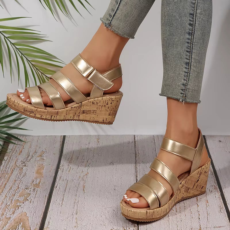 Elegant Roman Style Peep Toe Platform Thick Bottom Wedge Sandals