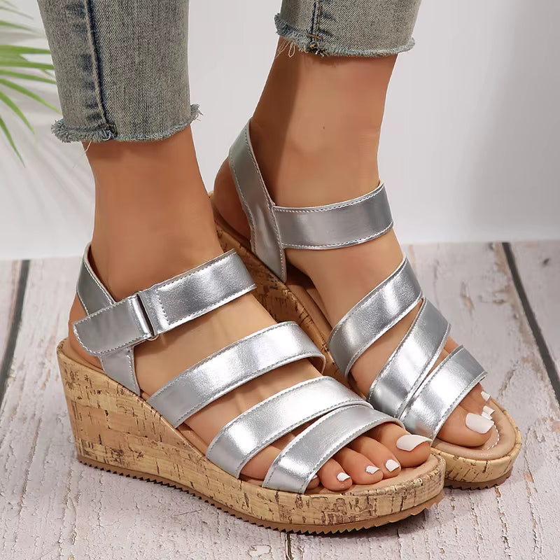 Elegant Roman Style Peep Toe Platform Thick Bottom Wedge Sandals