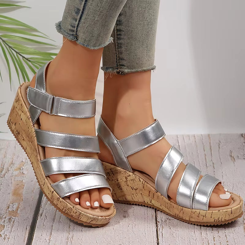 Elegant Roman Style Peep Toe Platform Thick Bottom Wedge Sandals