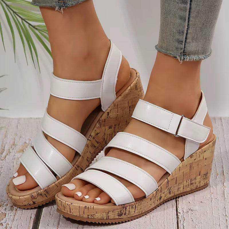 Elegant Roman Style Peep Toe Platform Thick Bottom Wedge Sandals