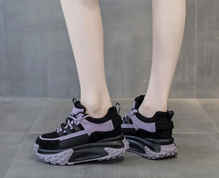 Elegant Rubber Genuine Leather Platform Wedge Chunky Shoes