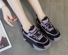 Elegant Rubber Genuine Leather Platform Wedge Chunky Shoes