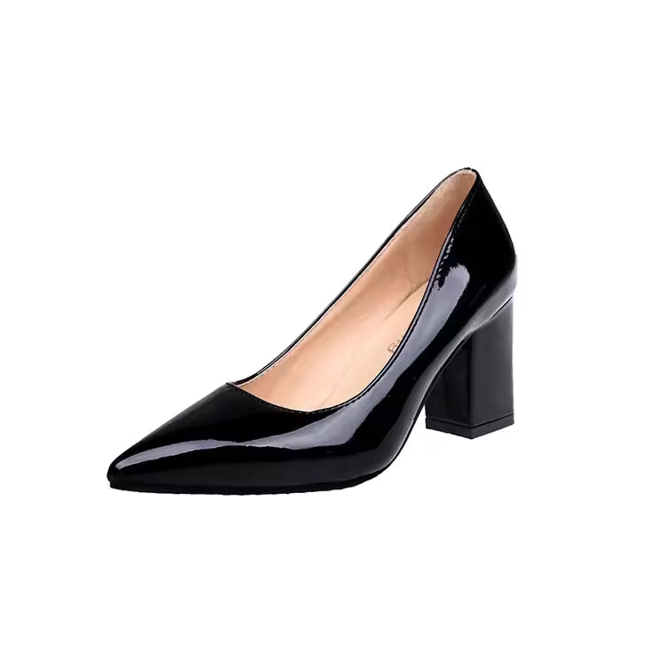 Elegant SLIP-ON Pointed Shallow Mouth Thick-heeled Plus Size Shoes