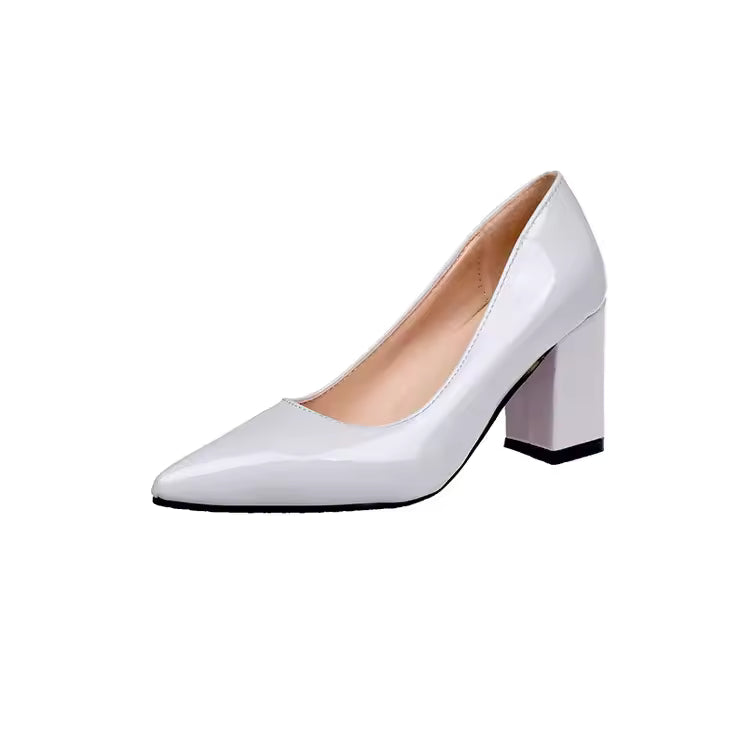 Elegant SLIP-ON Pointed Shallow Mouth Thick-heeled Plus Size Shoes