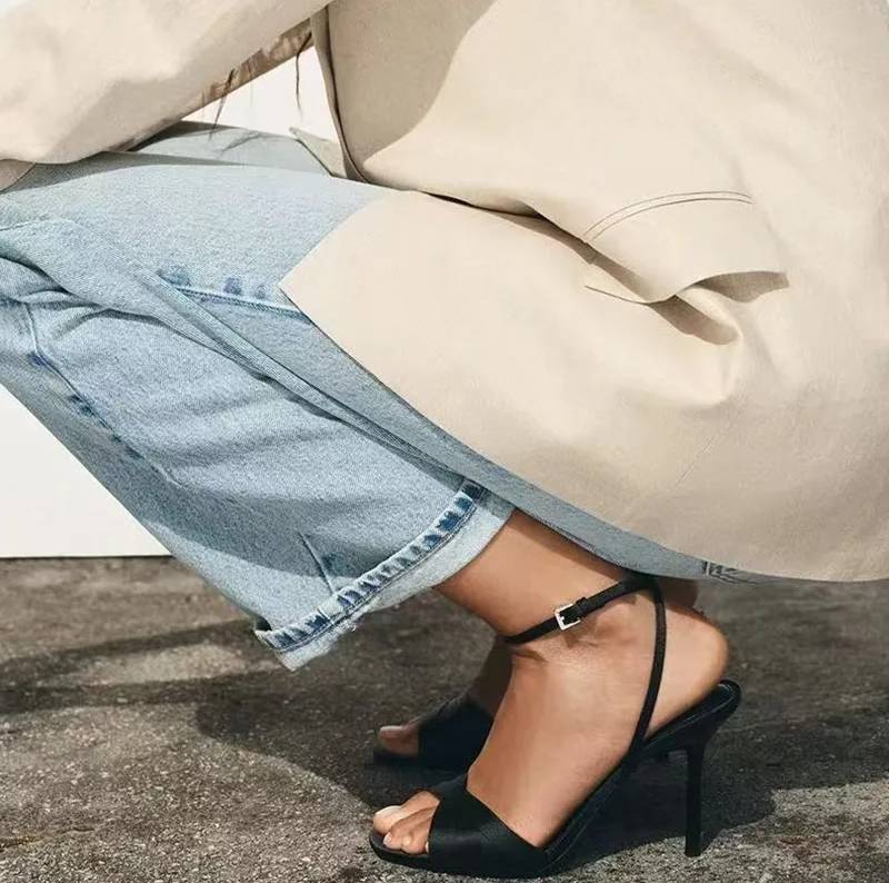 Elegant Satin Ankle Strap Gladiator Peep Toe Party Prom High Heels Sandals