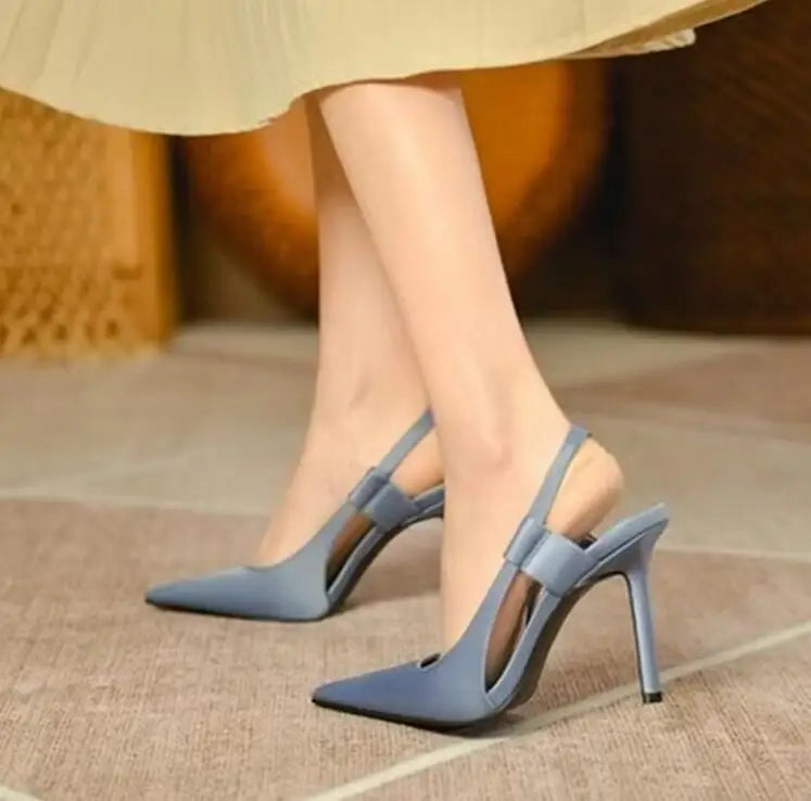 Elegant Slingback Pointed Toe Slip on Thin High Heel Pumps Sandals