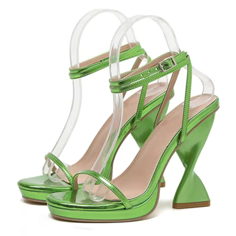Elegant Solid Buckle Ankle Strap Open Strange High Heels