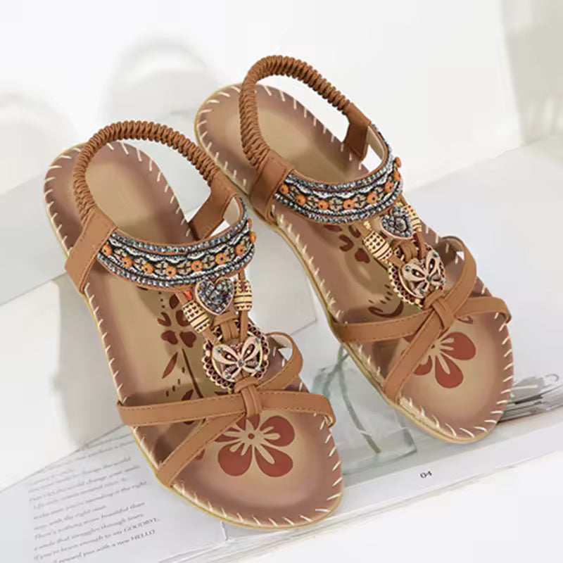 Elegant Solid Polyester Elastic band Open Strap Outdoor Sandals