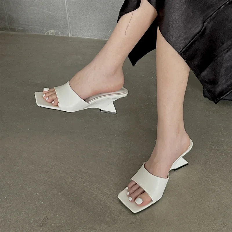 Elegant Square Toe Design Concise Wedges High Heels