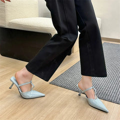 Elegant Street Style Patent Leather Hollow Out Pointed Toe High Heel